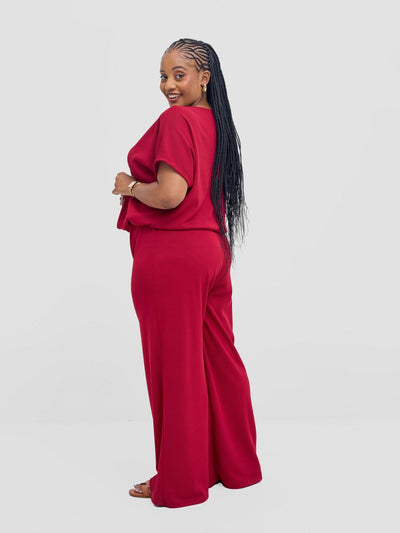 Vivo Safa Drop Shoulder Top - Dark Red - Shopzetu