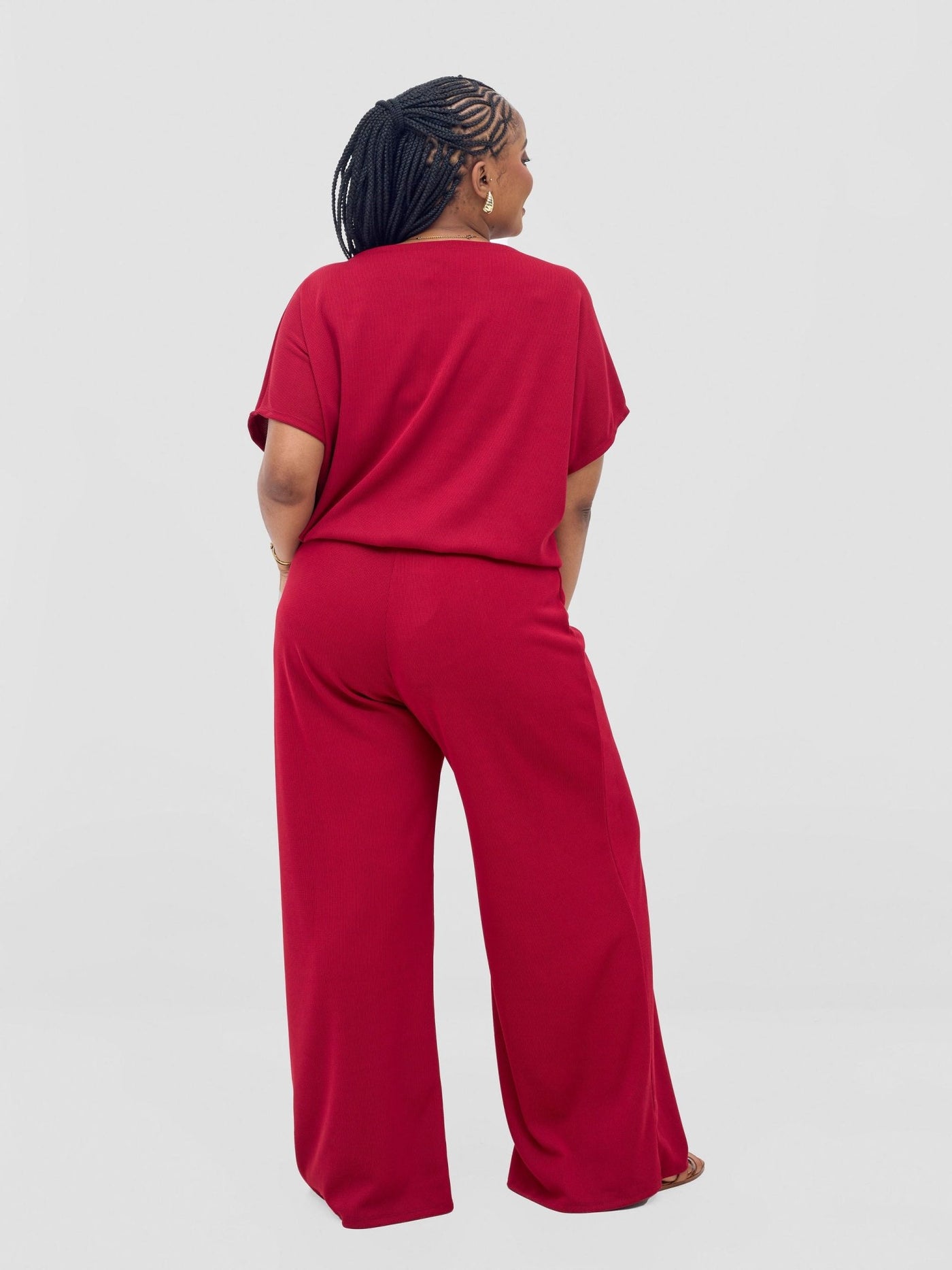 Vivo Safa Drop Shoulder Top - Dark Red - Shopzetu