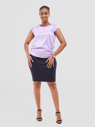 Vivo Basic Satin Cap Sleeve Top - Lilac - Shopzetu