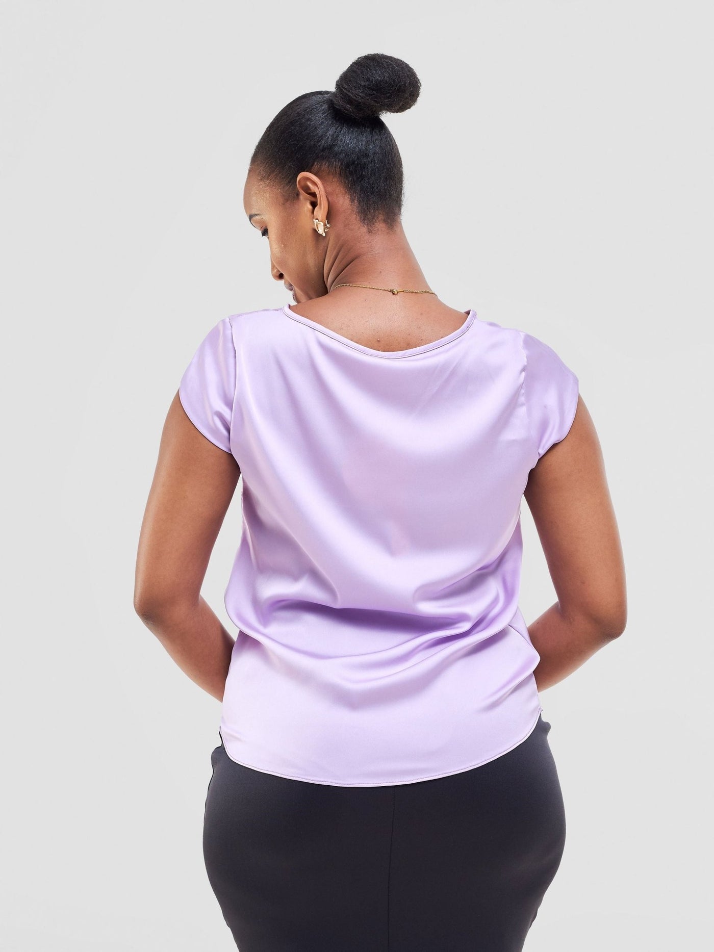 Vivo Basic Satin Cap Sleeve Top - Lilac - Shopzetu