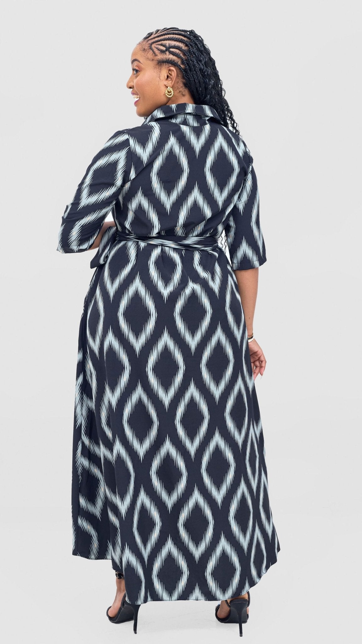 Vivo Yumi Maxi Shirt Dress - Mint / Black Rumi Print - Shopzetu