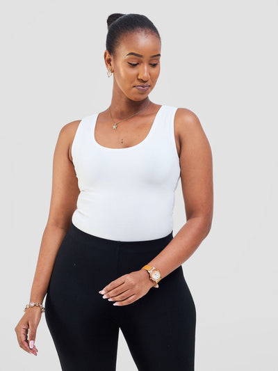 Vivo Basic Sleeveless Bodysuit - White - Shopzetu