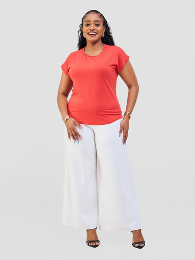 Vivo Basic Drop Shoulder Top - Burnt Orange - Shopzetu