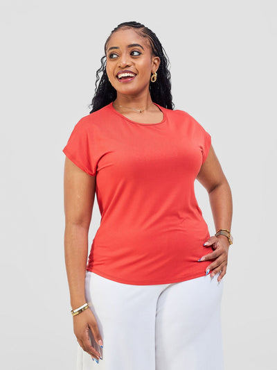 Vivo Basic Drop Shoulder Top - Burnt Orange - Shopzetu
