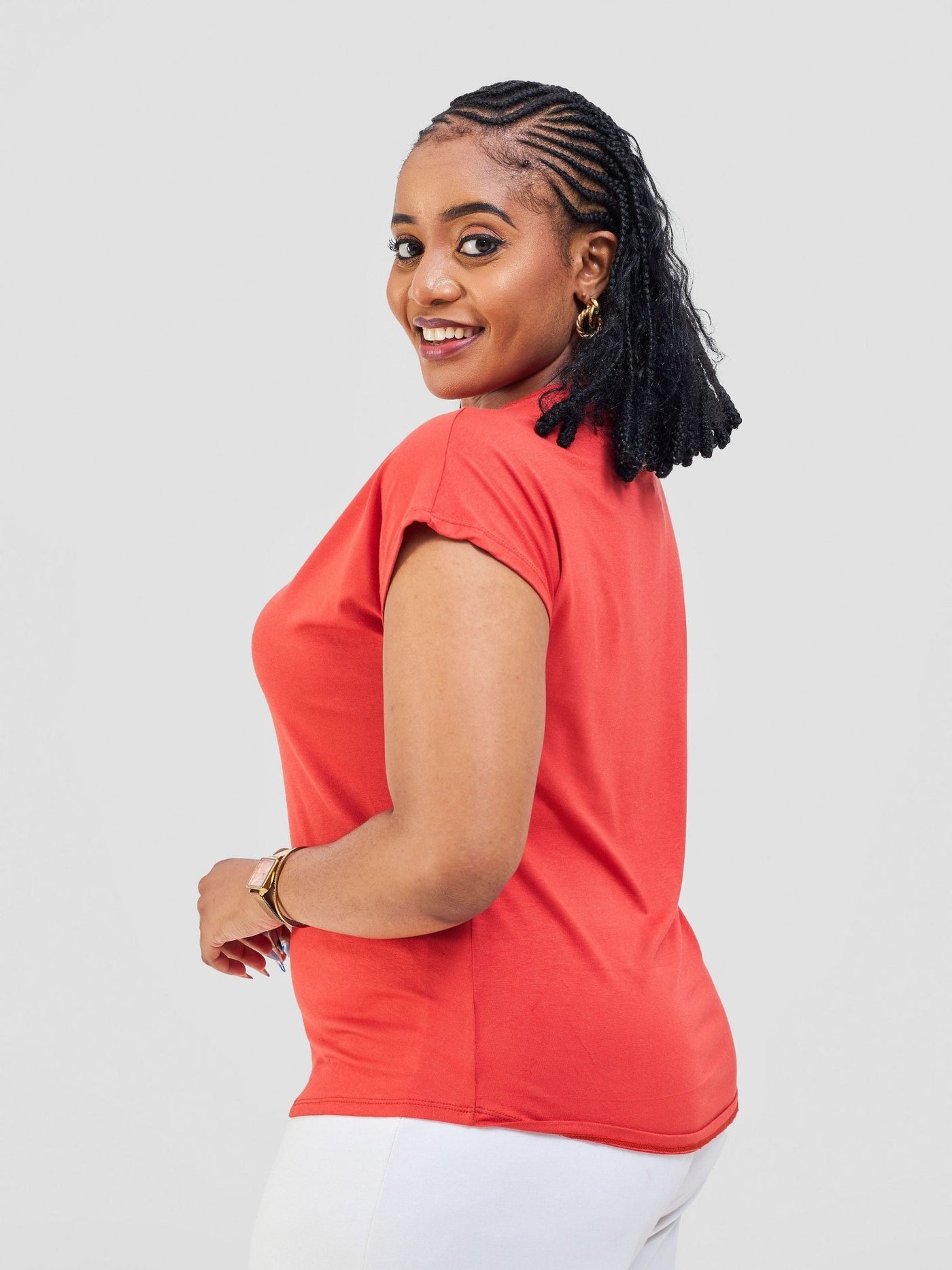 Vivo Basic Drop Shoulder Top - Burnt Orange - Shopzetu