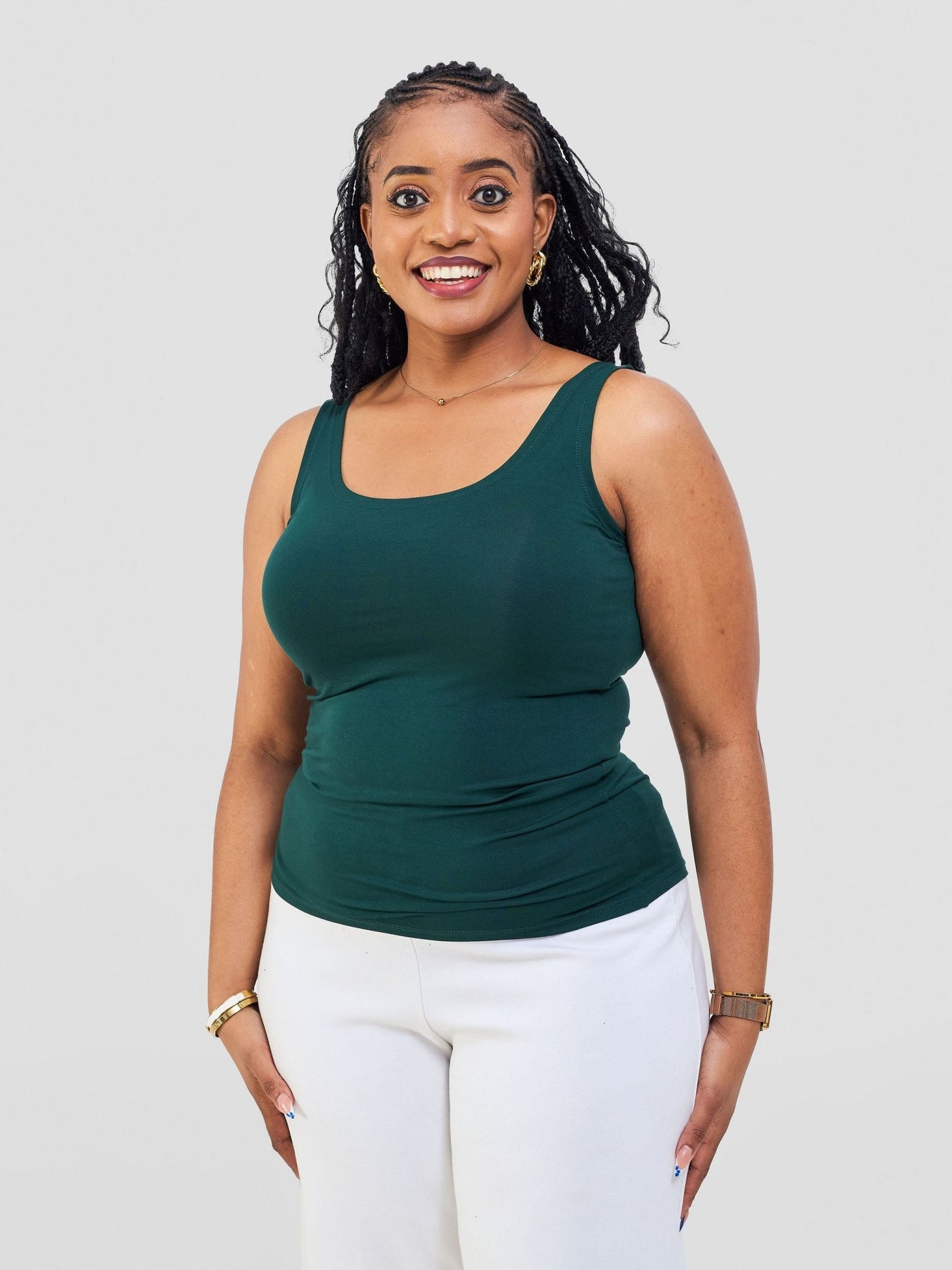Vivo Basic Tank Top - Dark Green - Shopzetu