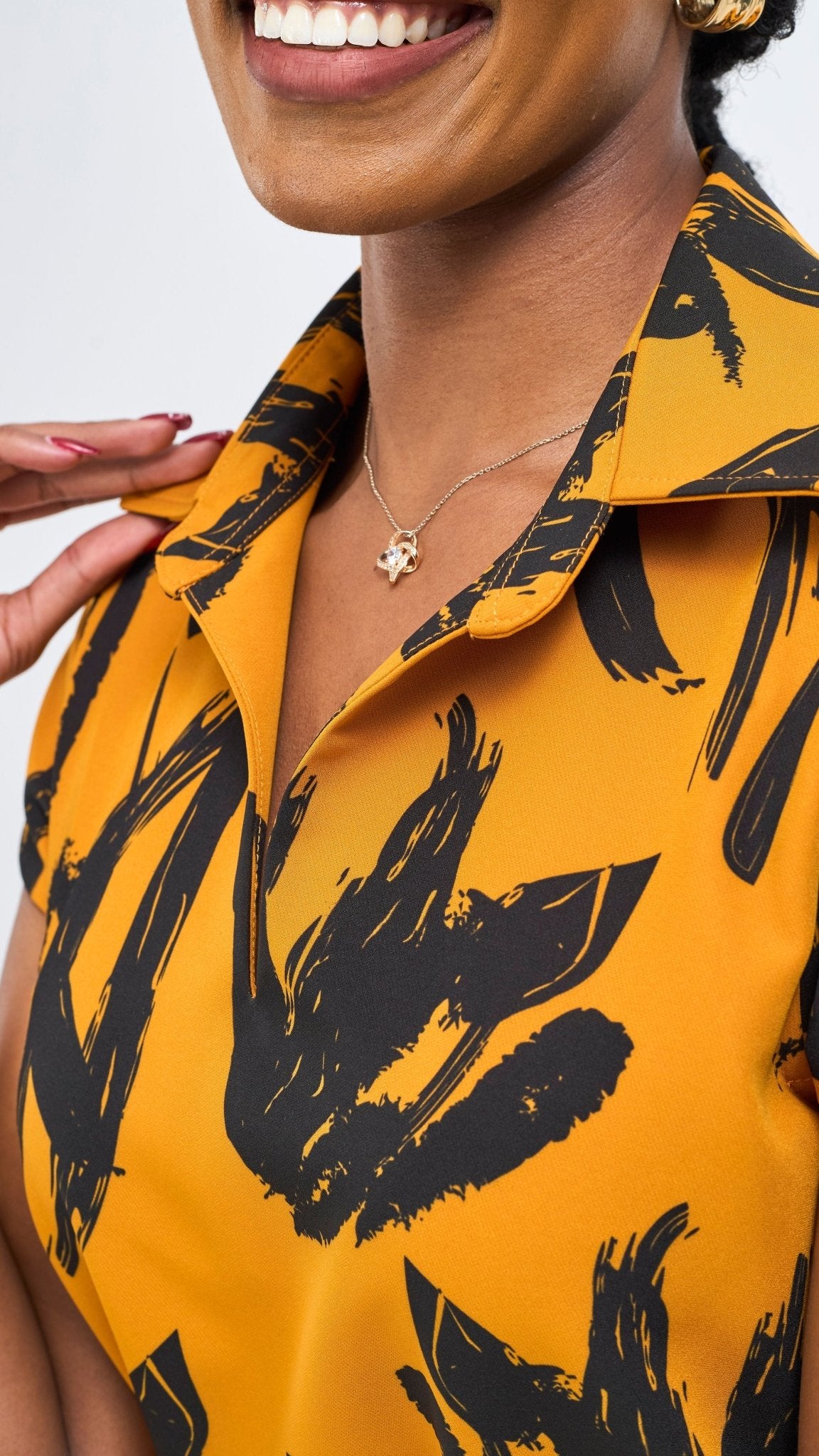 Vivo Mandla Tent Dress - Black / Mustard Ela Print - Shopzetu