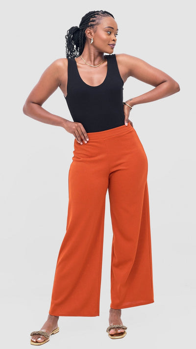 Vivo Rema Straight Leg Pants - Burnt Orange - Shopzetu
