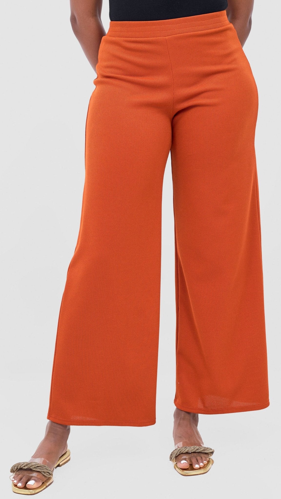Vivo Rema Straight Leg Pants - Burnt Orange - Shopzetu