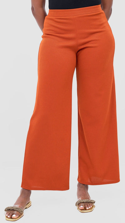 Vivo Rema Straight Leg Pants - Burnt Orange - Shopzetu