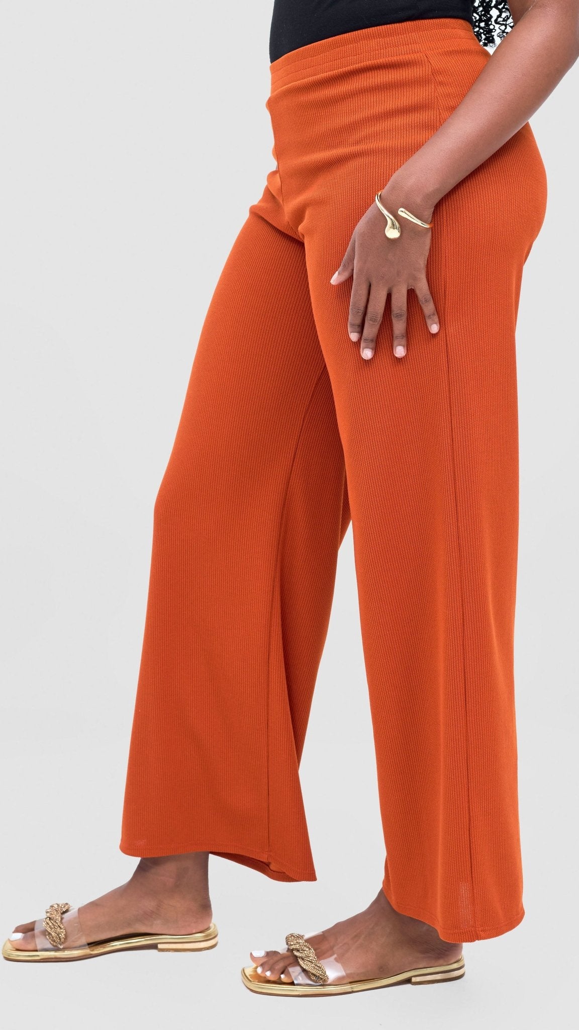 Vivo Rema Straight Leg Pants - Burnt Orange - Shopzetu