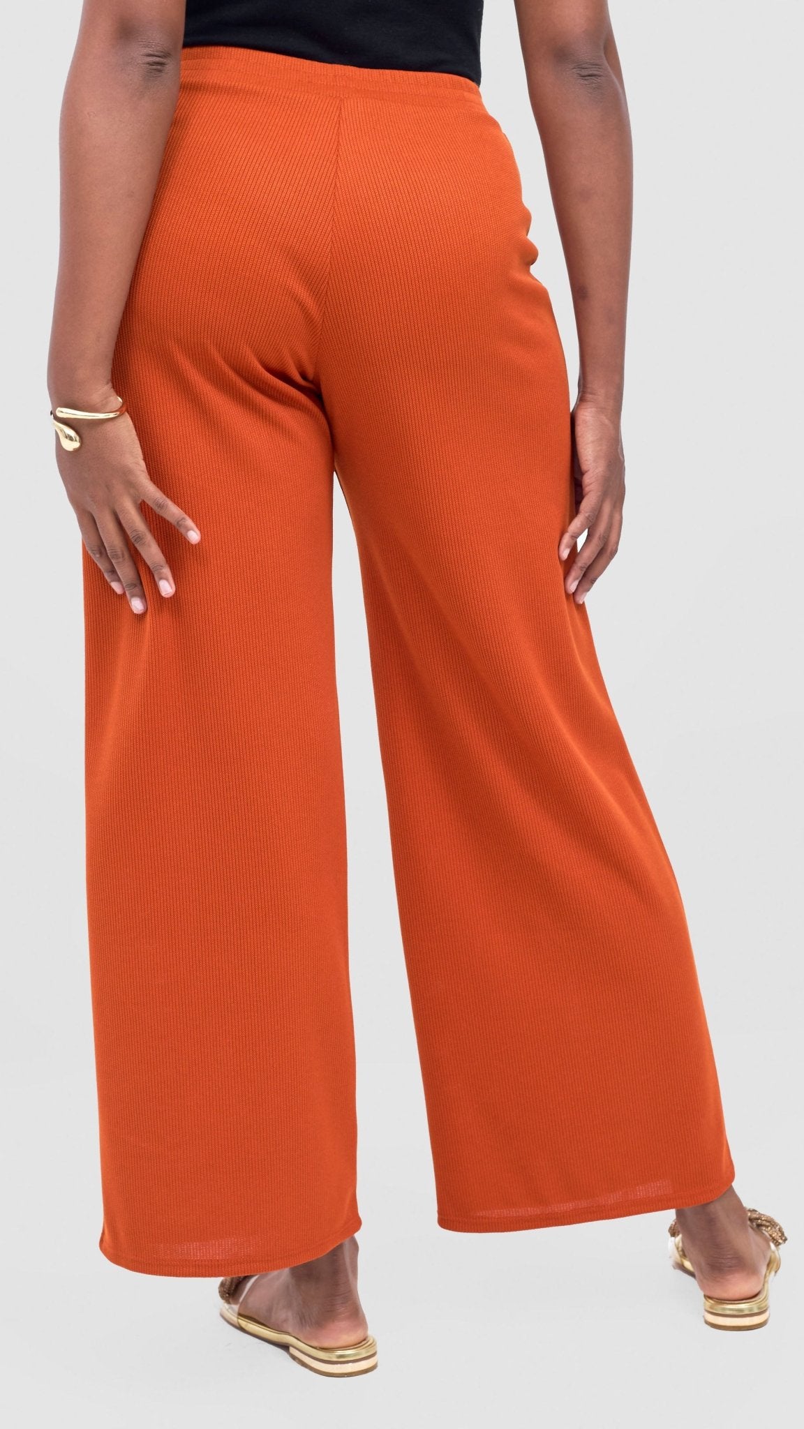 Vivo Rema Straight Leg Pants - Burnt Orange - Shopzetu