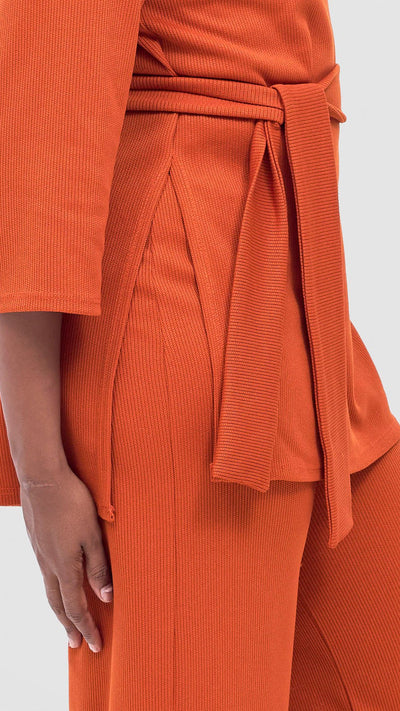 Vivo Rema 3/4 Sleeve Side Slit Tunic Top - Burnt Orange - Shopzetu