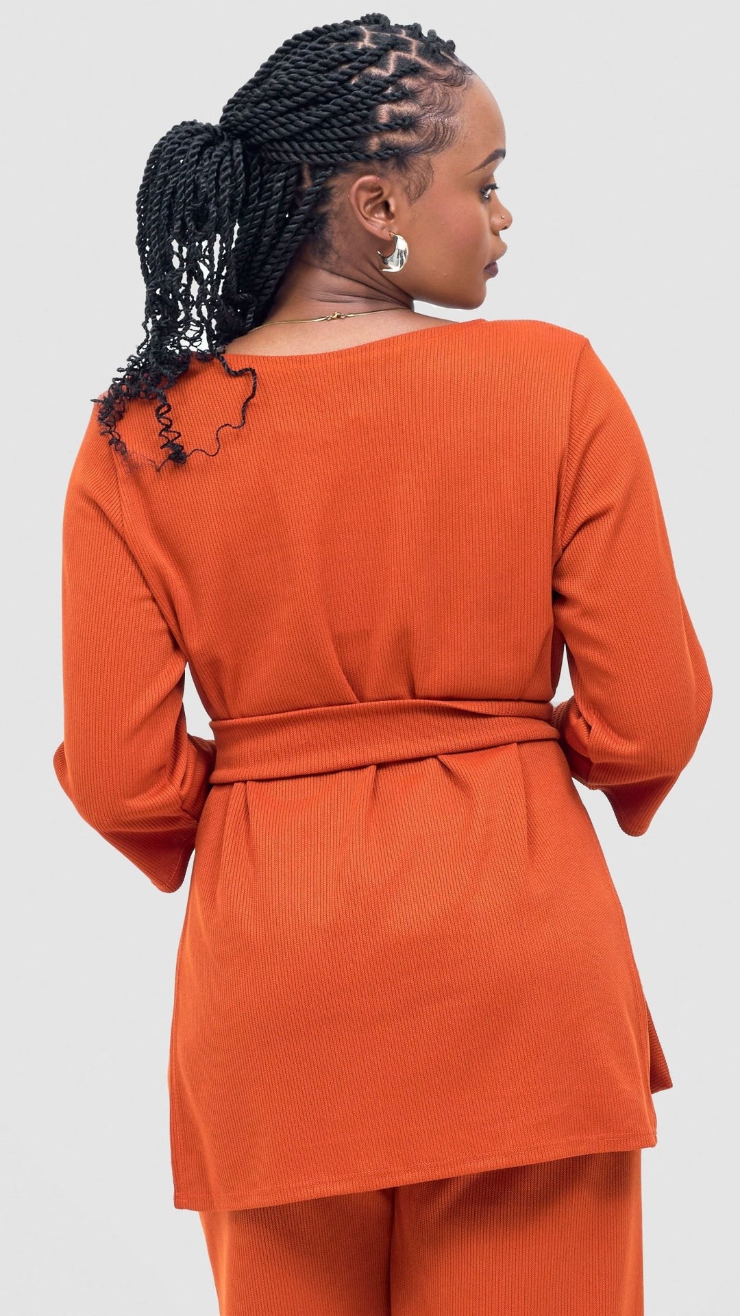 Vivo Rema 3/4 Sleeve Side Slit Tunic Top - Burnt Orange - Shopzetu