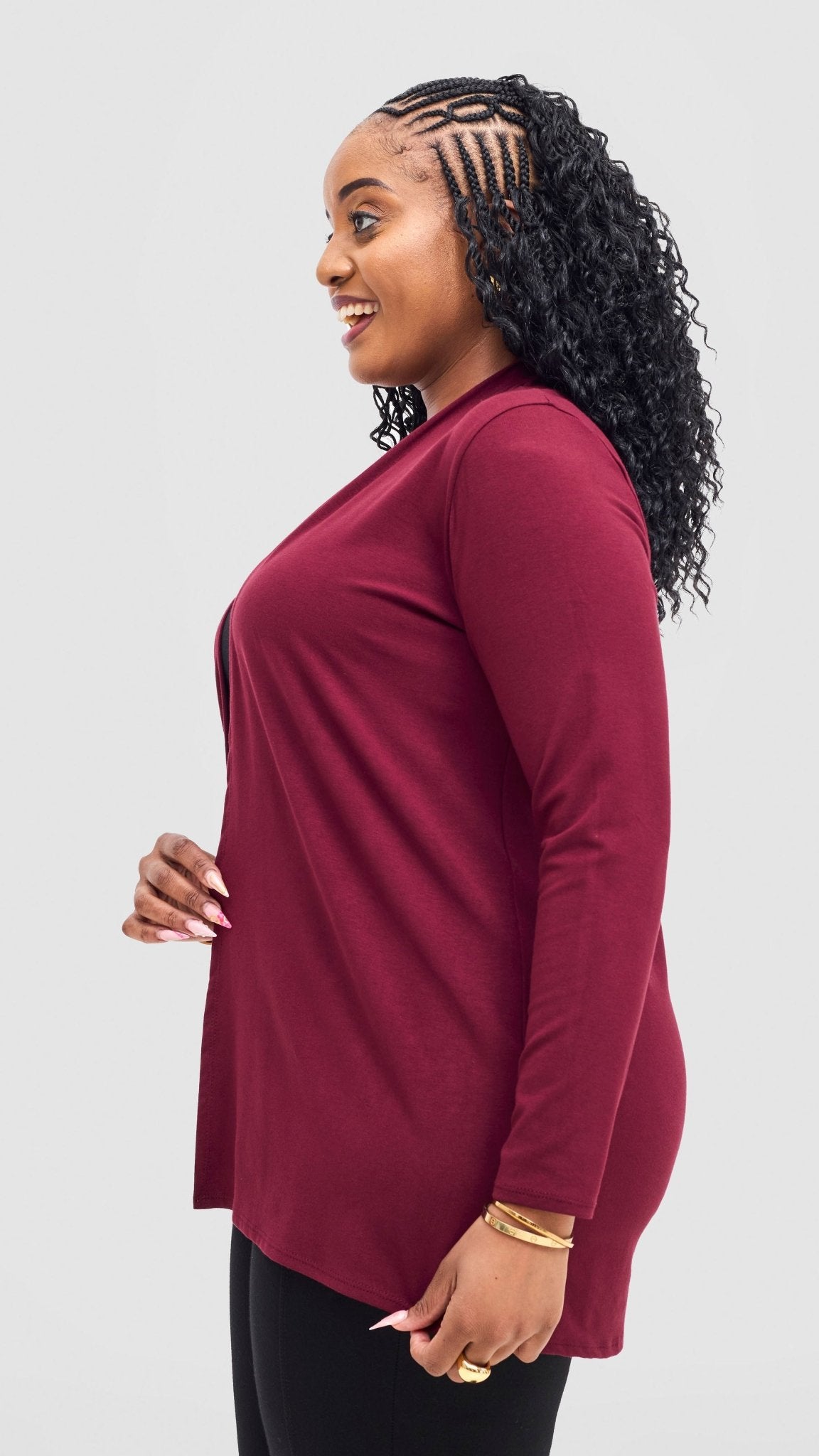 Vivo Basic Leila Short Waterfall - Maroon - Shopzetu