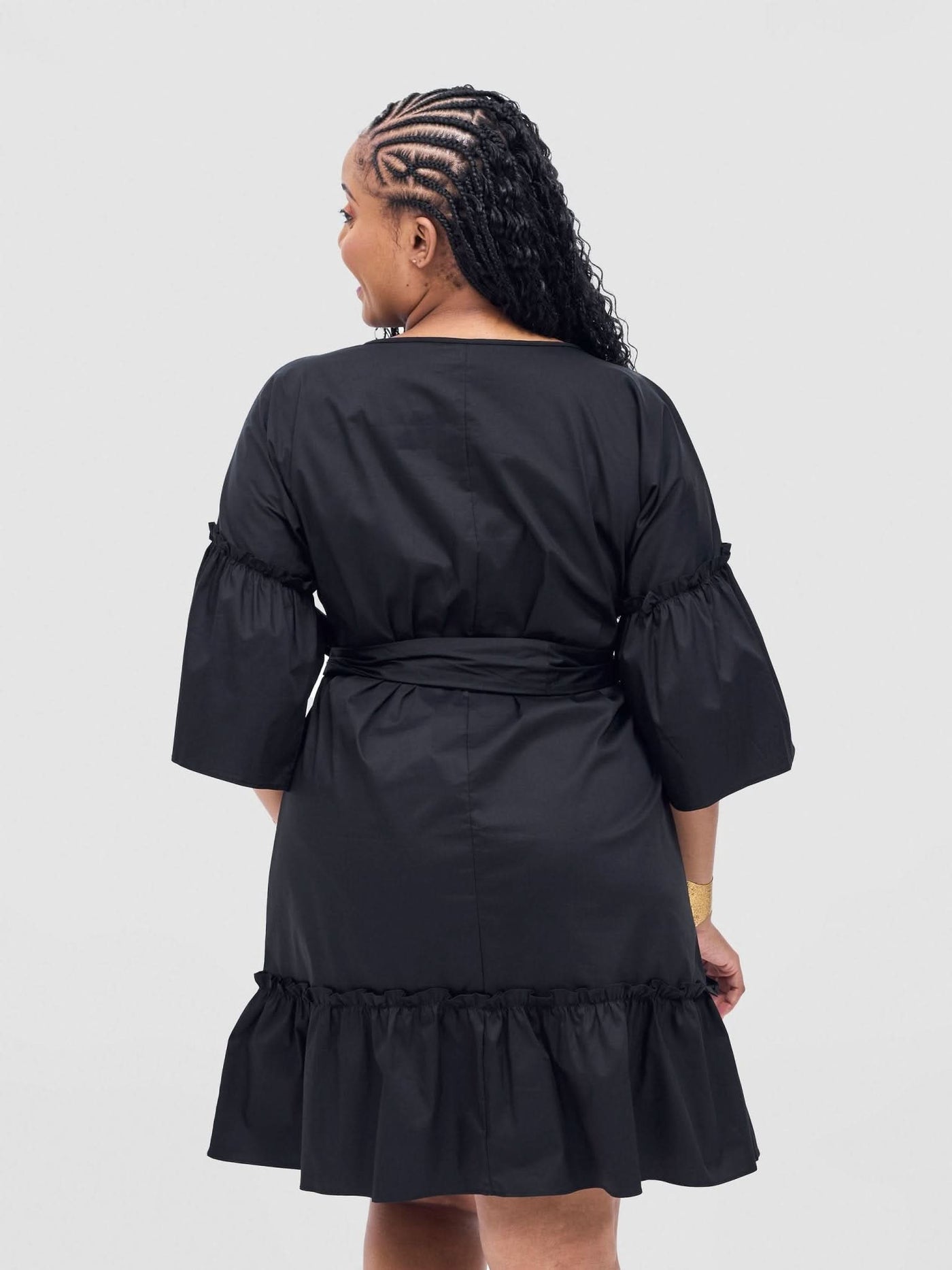 Safari Tawi Flounce Tent Dress - Black - Shopzetu