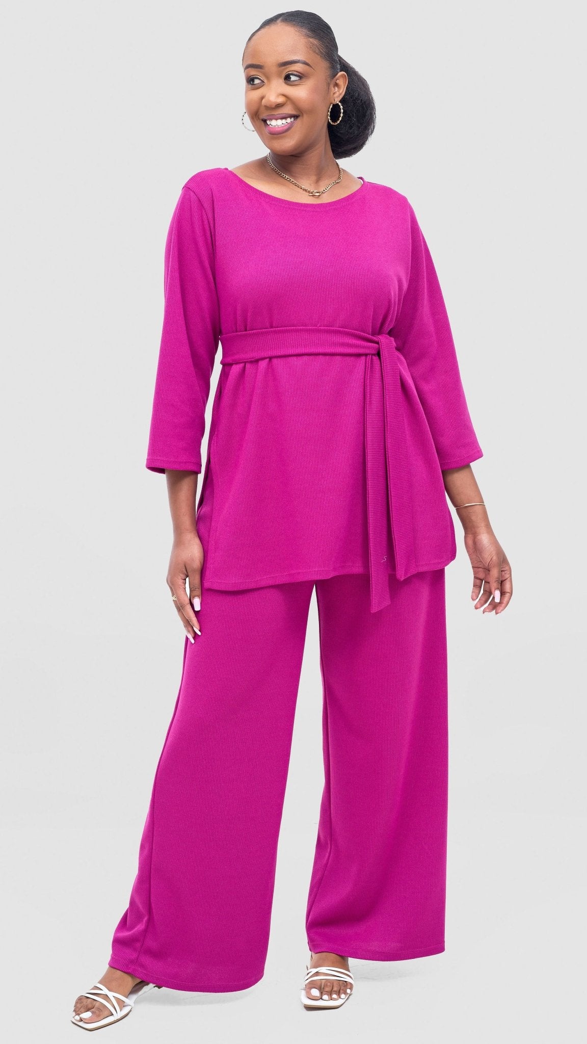 Vivo Rema Straight Leg Pants - Fushcia - Shopzetu