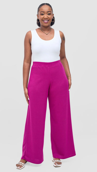 Vivo Rema Straight Leg Pants - Fushcia - Shopzetu