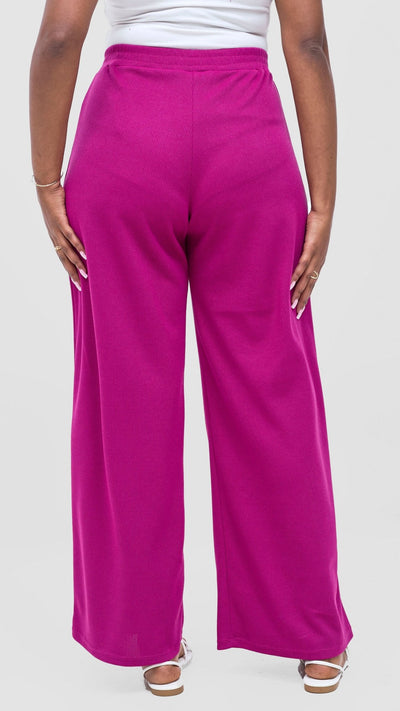 Vivo Rema Straight Leg Pants - Fushcia - Shopzetu