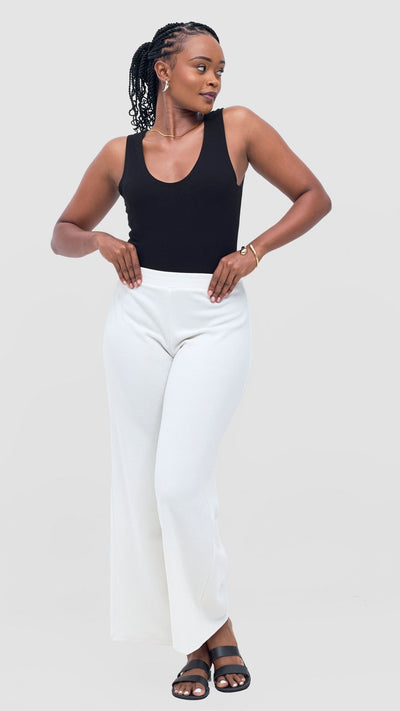 Vivo Rema Straight Leg Pants - Off White - Shopzetu
