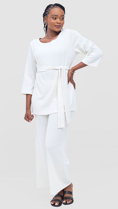 Vivo Rema Straight Leg Pants - Off White - Shopzetu