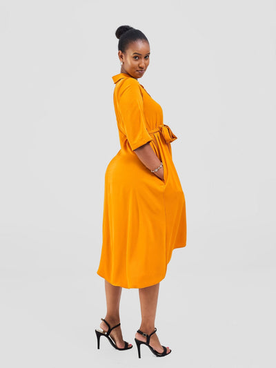 Vivo Yumi High Low Shirt Dress - Orange - Shopzetu