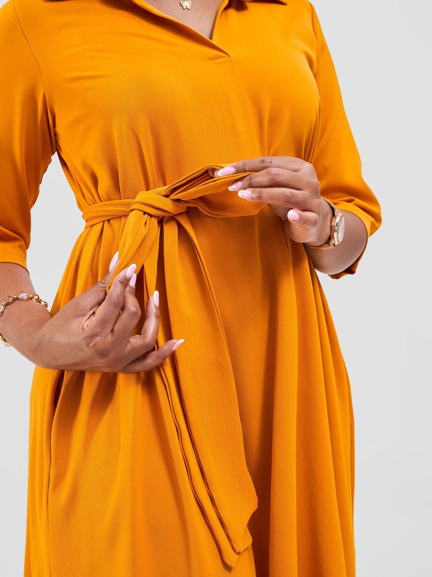 Vivo Yumi High Low Shirt Dress - Orange - Shopzetu