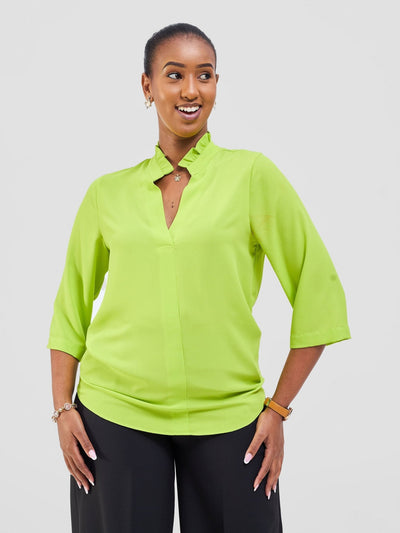 Vivo Saida 3/4 Sleeve Top - Lime - Shopzetu