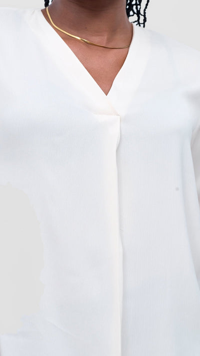 Vivo Dua 3/4 Sleeved V Neck Shirt - Buttermilk - Shopzetu