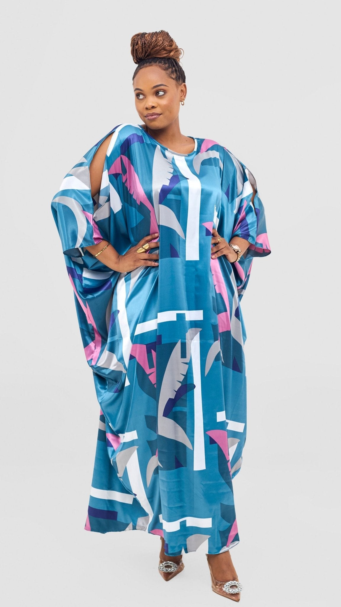 Vivo Lani Maxi Dress - Teal / Purple Ari Print - Shopzetu