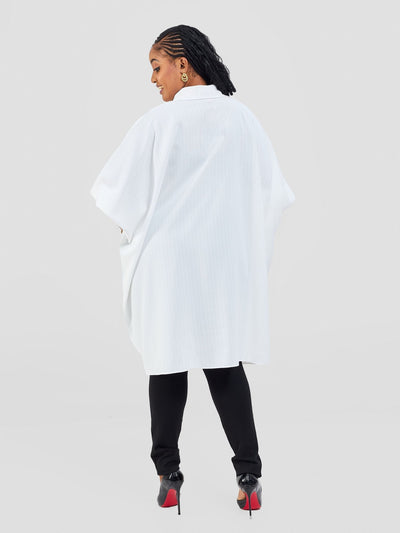 Vivo Ava Shirt Collar Tunic Top - Off White - Shopzetu