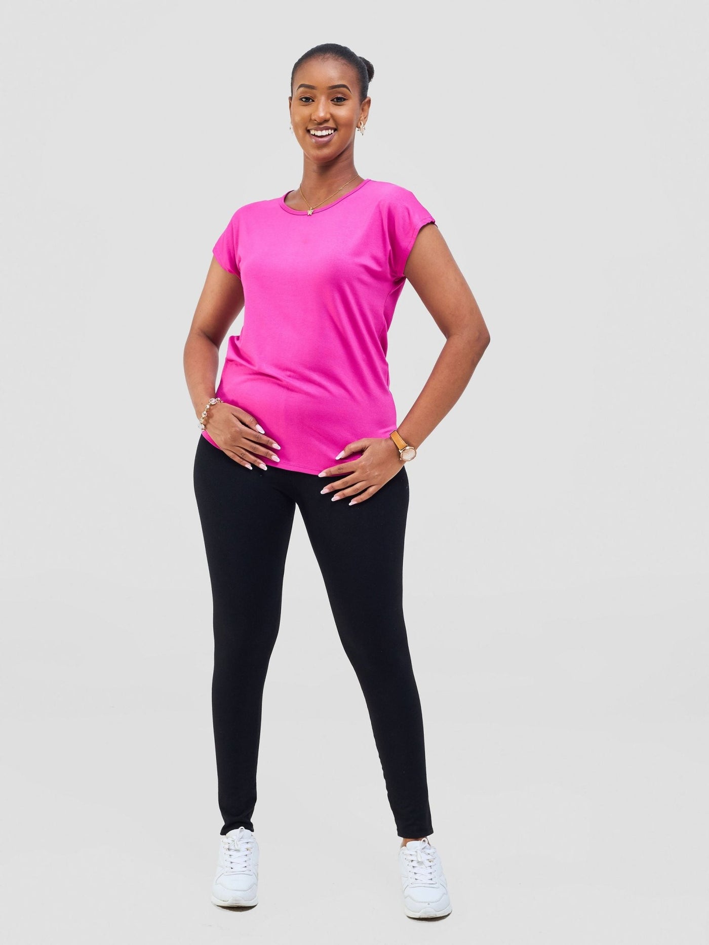 Vivo Basic Drop Shoulder Top - Pink - Shopzetu