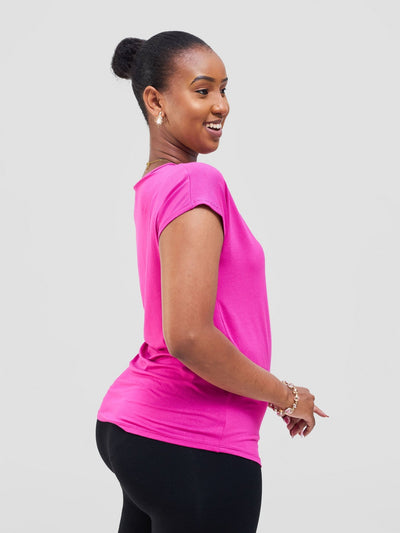 Vivo Basic Drop Shoulder Top - Pink - Shopzetu