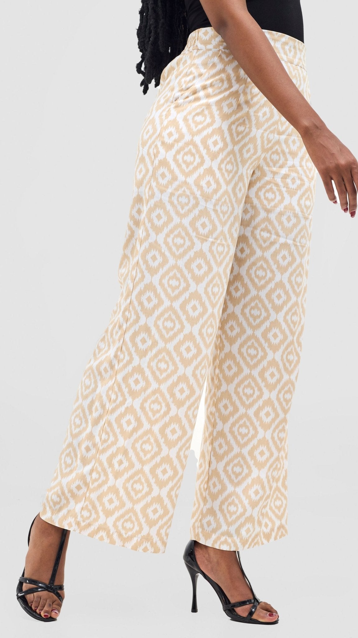 Vivo Samira Pants - Beige / White Print - Shopzetu