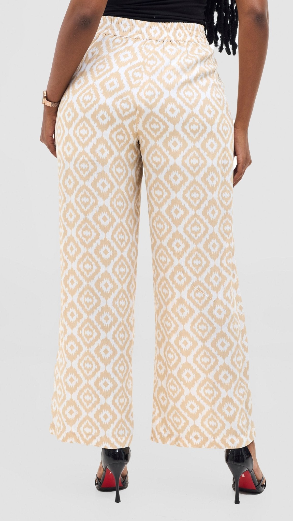 Vivo Samira Pants - Beige / White Print - Shopzetu