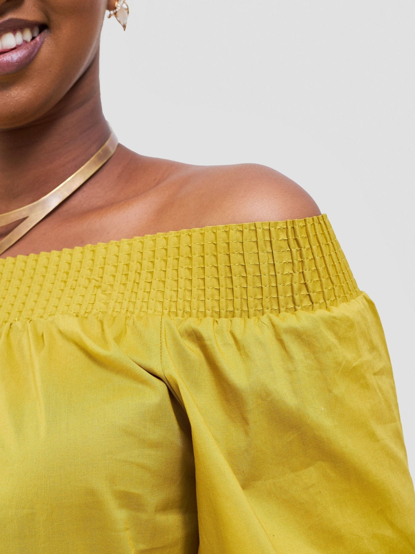Safari Zene Off Shoulder Top - Lime - Shopzetu