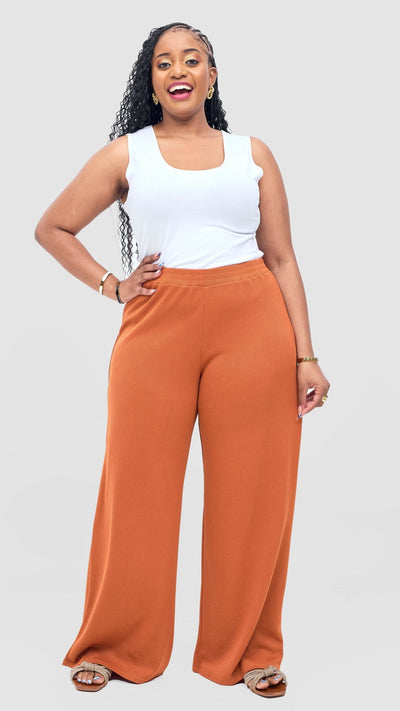 Vivo Rema Straight Leg Pants - Rust - Shopzetu