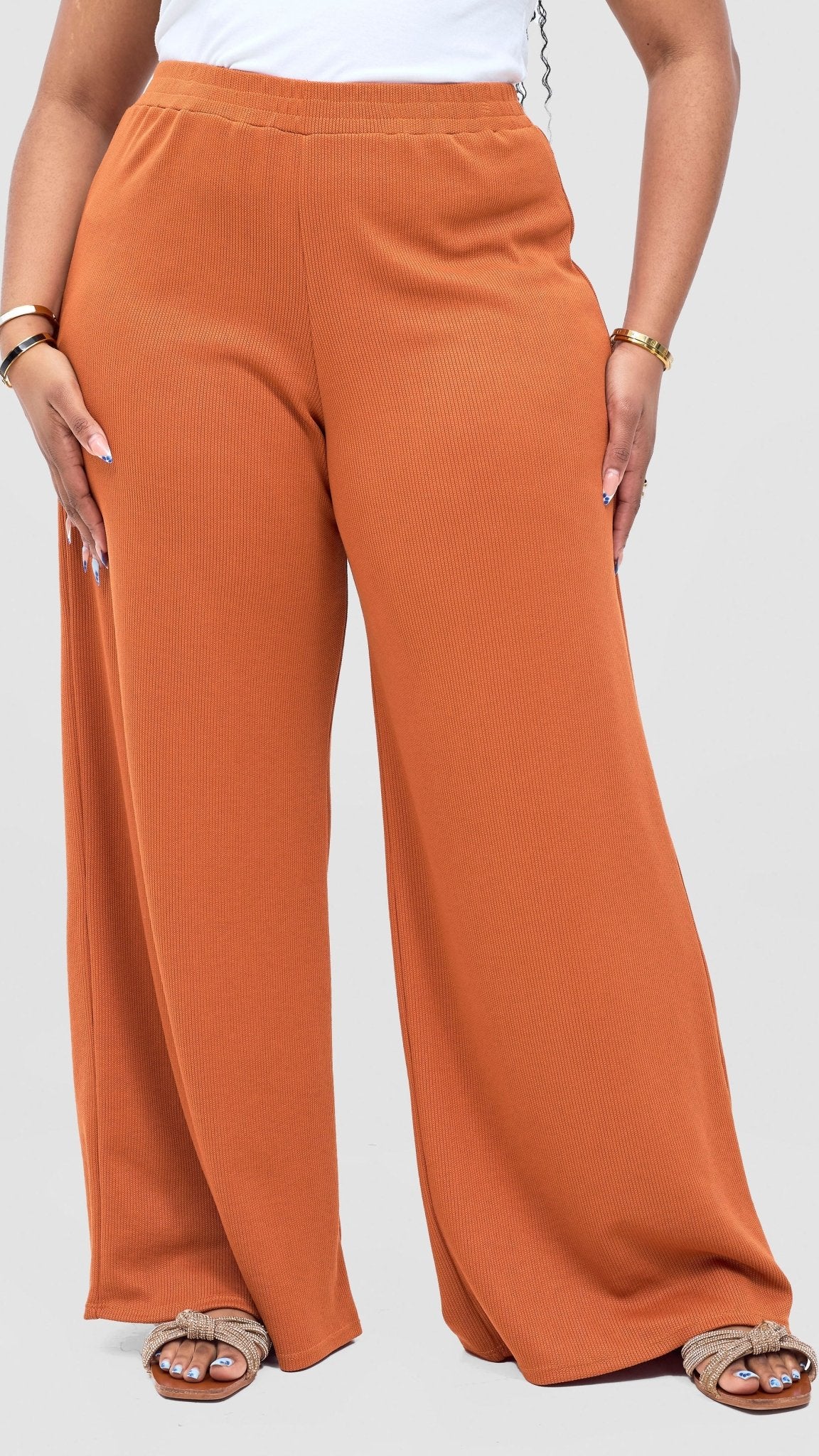 Vivo Rema Straight Leg Pants - Rust - Shopzetu