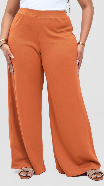 Vivo Rema Straight Leg Pants - Rust - Shopzetu