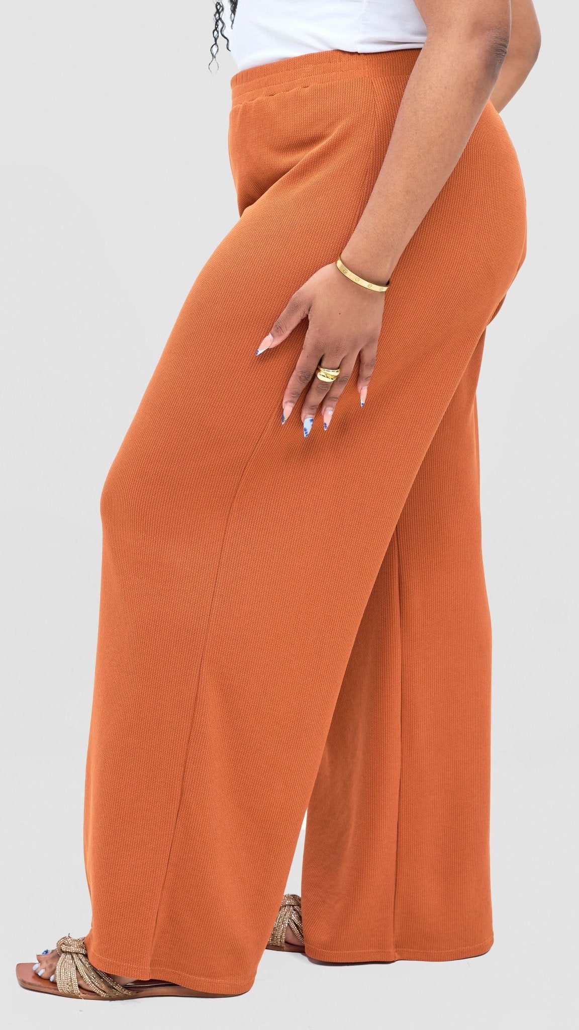 Vivo Rema Straight Leg Pants - Rust - Shopzetu