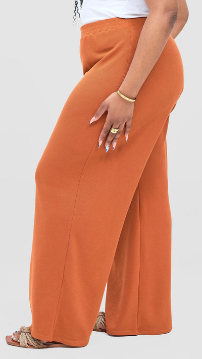 Vivo Rema Straight Leg Pants - Rust - Shopzetu