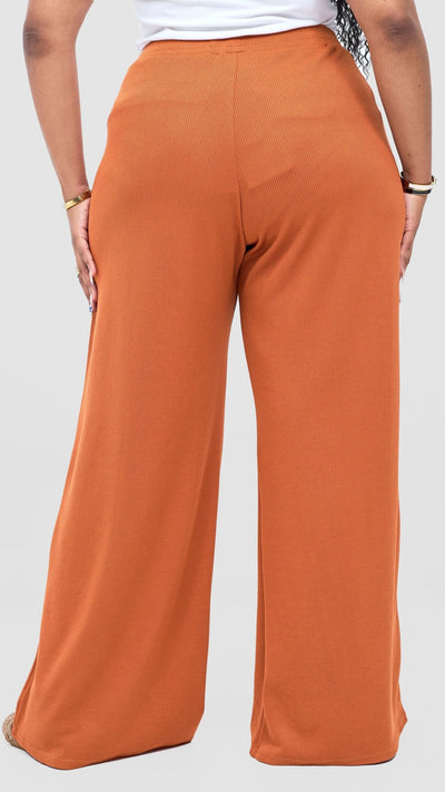 Vivo Rema Straight Leg Pants - Rust - Shopzetu
