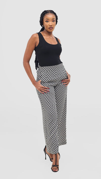 Vivo Samira Pants - Cream / Black Print - Shopzetu