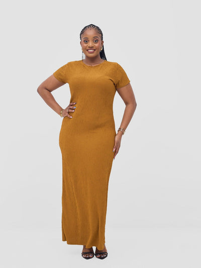 Vivo Kaisa Short Sleeve Maxi Bodycon - Mustard - Shopzetu