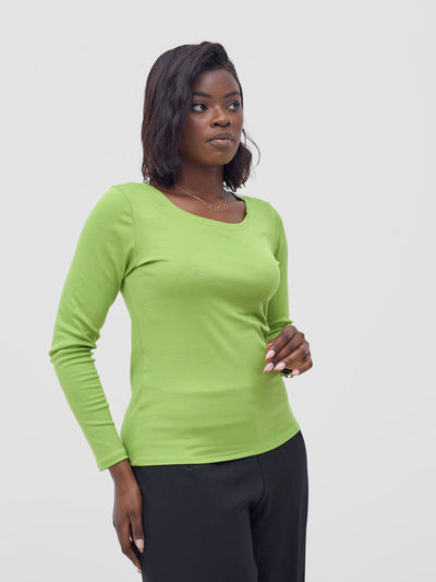 Vivo Basic Val Long Sleeve Top - Lime - Shopzetu