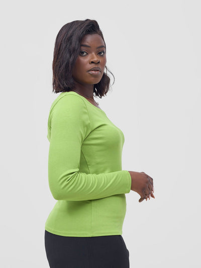 Vivo Basic Val Long Sleeve Top - Lime - Shopzetu