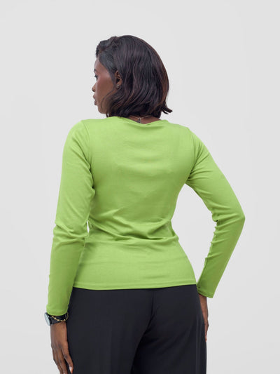 Vivo Basic Val Long Sleeve Top - Lime - Shopzetu