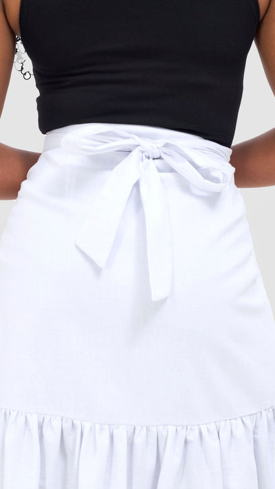 Safari Naledi Gathered Panel Maxi Skirt - White - Shopzetu