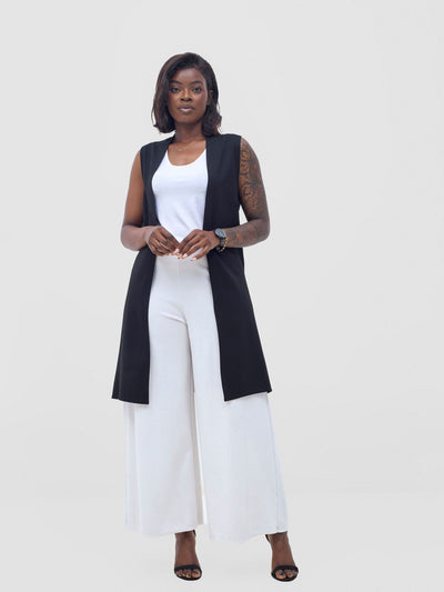 Vivo Waridi Sleeveless Overcoat - Black - Shopzetu