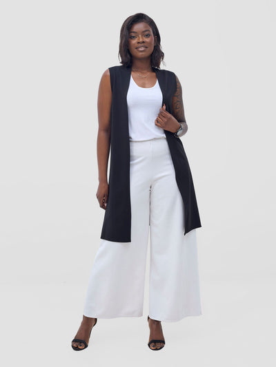 Vivo Waridi Sleeveless Overcoat - Black - Shopzetu